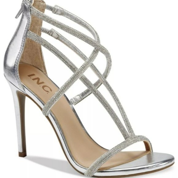 INC International Concepts Shoes - INC International Concepts Krista Strappy Dress Sandals Silver -8.5